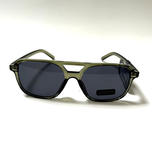 NWT Original HOUSE OF HARLOW Double Bridge Aviator Sunglasses Solid Acetate GREN - Picture 2 of 6